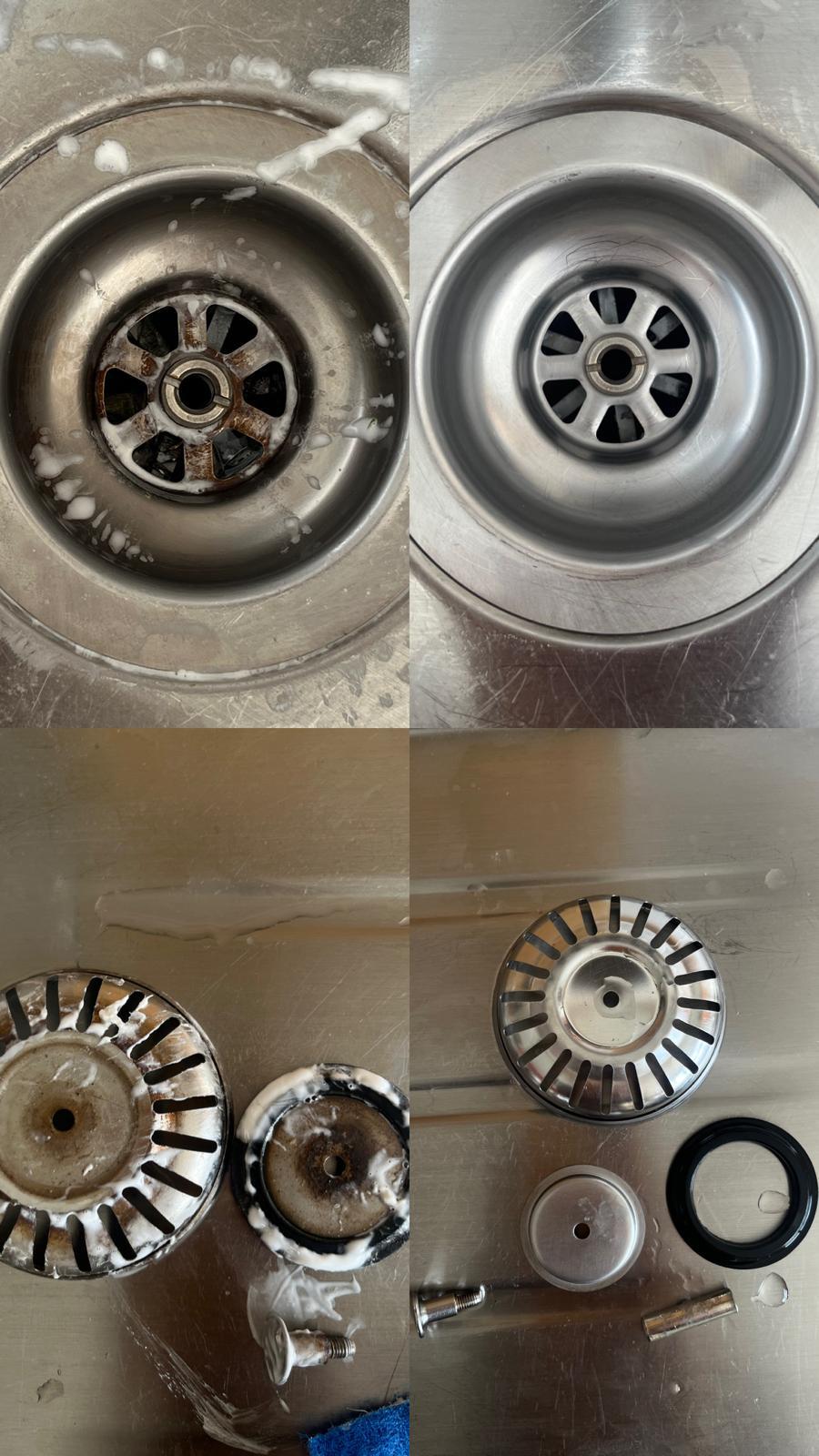 Basket strainer parts before and after